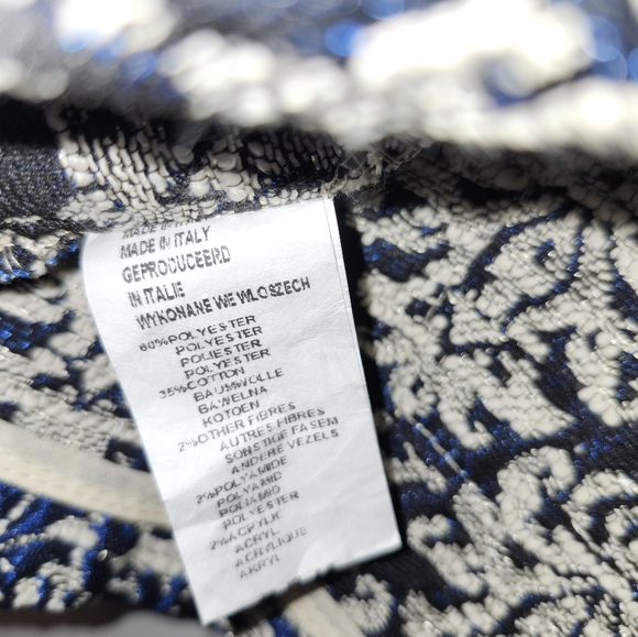NWT GIULIA MADE IN ITALY METALLIC BLUE CREAM CLASSIC TAPESTRY JACKET M/L - Picture 8 of 8